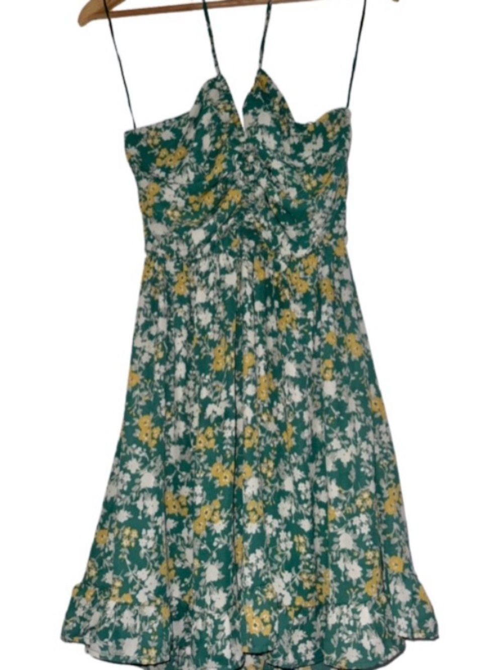 Sienna Sky Green Floral Midi Dress with Yellow & White Print babydoll